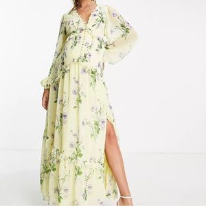 Yellow with florals maternity dress